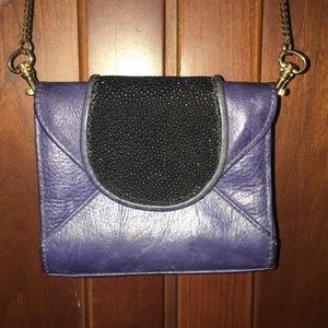 Khirma Eliazov Dark Blue Leather Shoulder Bag